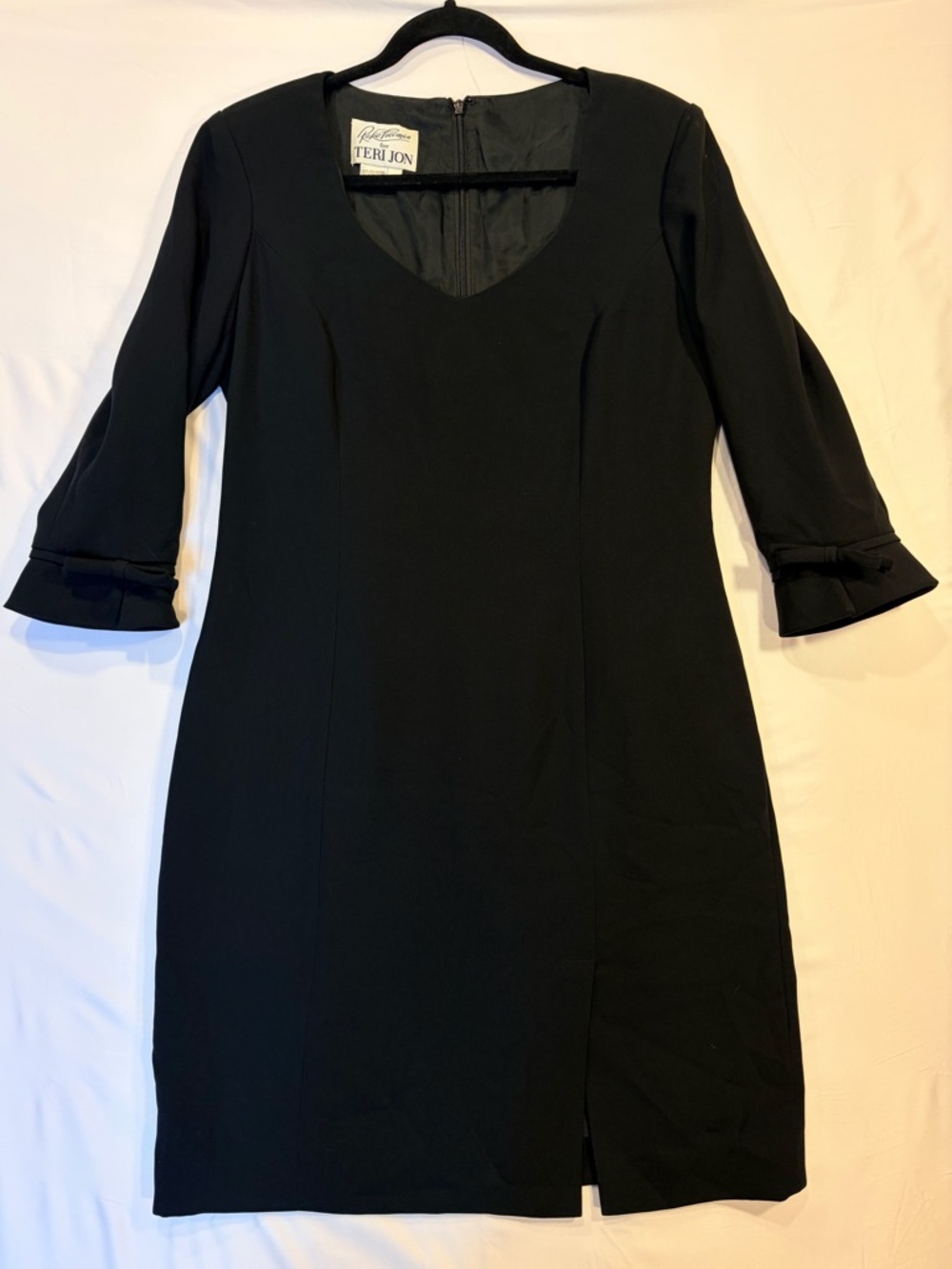 Vintage Rickie Freeman for Teri Jon Black Sheath Dress with Three-Quarter Sleeve